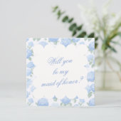 Blue Hydrangea Bridesmaid Proposal Card (Stehend Vorderseite)