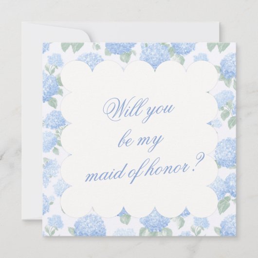 Blue Hydrangea Bridesmaid Proposal Card (Vorderseite)