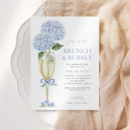 Blue Hydrangea Brunch und Bubbly Serif Champagne Einladung