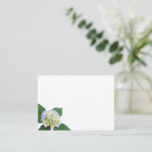 Blue Hydrangea Bud Blätter Leere weiße Platzkarten (Stehend Vorderseite)