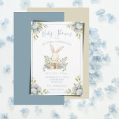 Blue Hydrangea Bunny Rabbit Baby Dusche Einladung