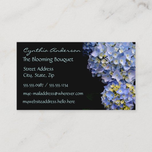 Blue Hydrangea Business Cards Visitenkarte (Vorderseite)