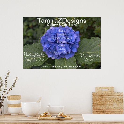 Blue Hydrangea Business POSTER Banner (Küche)