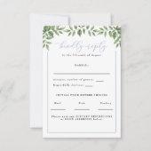Blue Hydrangea Calligraphy Wedding Reply Vertikal RSVP Karte (Vorderseite)