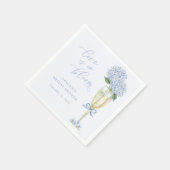 Blue Hydrangea Champagne Glass & Bow Love in Bloom Serviette (Ecke)