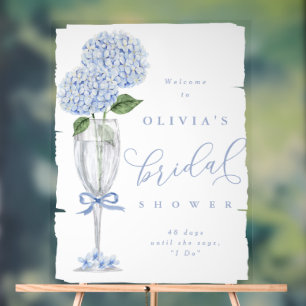 Blue Hydrangea & Champagner Gemälde Empfang Acrylschild