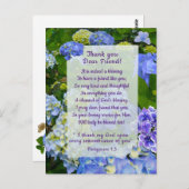 Blue Hydrangea Christlich Danke Postcard Postkarte (Vorne/Hinten)