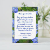 Blue Hydrangea Christlich Friend Custom Text Dankeskarte (Stehend Vorderseite)