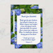 Blue Hydrangea Christlich Friend Custom Text Dankeskarte (Vorne/Hinten)