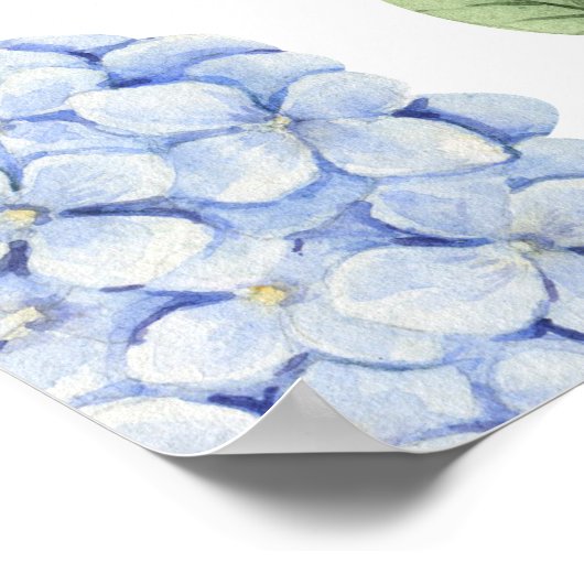 Blue Hydrangea Classic Border, XL Wedding Welcome Poster (Ecke)