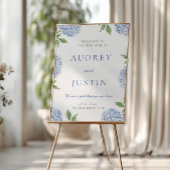 Blue Hydrangea Classic Border, XL Wedding Welcome Poster