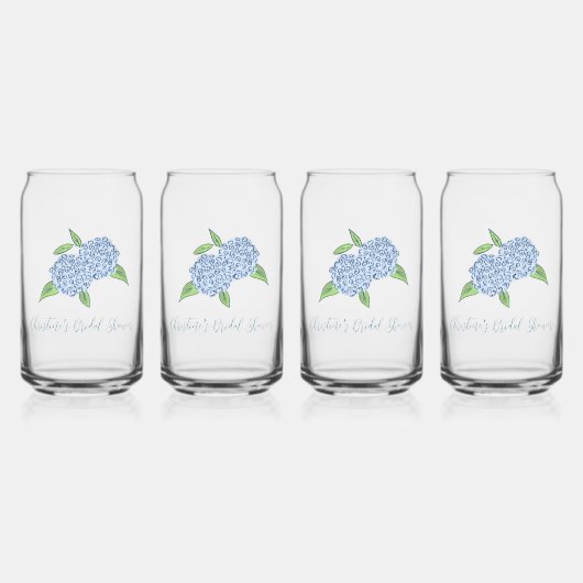 Blue Hydrangea Classic Coastal Brautparty Dosenglas (Vorderseite)