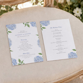 Blue Hydrangea Classic Wedding Paper Program Flyer