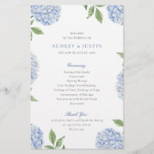 Blue Hydrangea Classic Wedding Paper Program Flyer (Vorne)