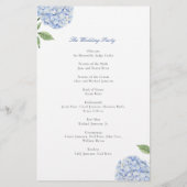 Blue Hydrangea Classic Wedding Paper Program Flyer (Hinten)