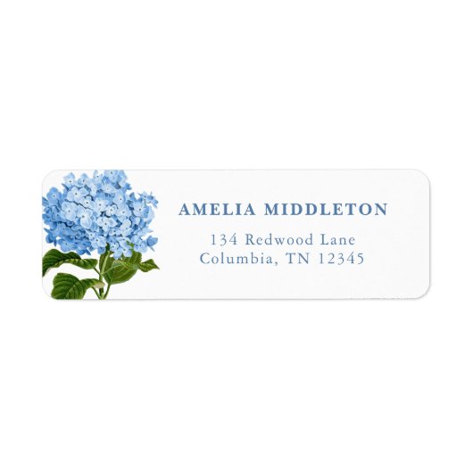 Blue Hydrangea Classic Wedding Return Address (Vorne)