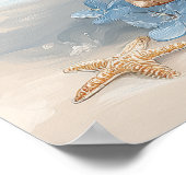 Blue Hydrangea Coastal Beach | Beach Poster (Ecke)