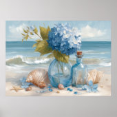 Blue Hydrangea Coastal Beach | Beach Poster (Vorne)