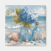Blue Hydrangea Coastal Beach Kitchen Magnet (Vorne)