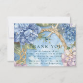 Blue Hydrangea Coastal Rope Wedding Dankeskarte (Vorderseite)