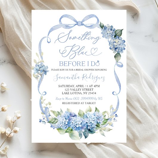 Blue Hydrangea Coquette Something Blue Bridal Einladung