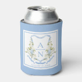 Blue Hydrangea Crest Monogram Can Holder Dosenkühler (Kanne Vorderseite)
