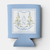 Blue Hydrangea Crest Monogram Can Holder Dosenkühler (Rückseite)