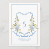 Blue Hydrangea Crest Monogram Card Einladung (Vorderseite)