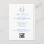 Blue Hydrangea Crest Monogram Details RSVP Karte (Vorderseite)