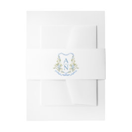 Blue Hydrangea Crest Monogram Einladungsbanderole