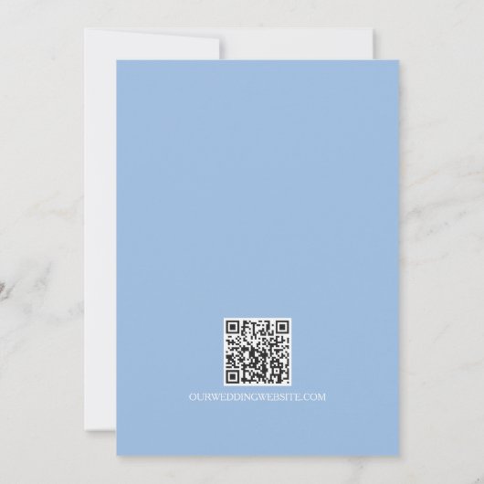 Blue Hydrangea Crest Monogram QR Code Save The Date (Rückseite)