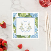 Blue Hydrangea Crest Monogram Serviette (Beispiel)