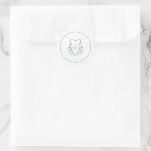 Blue Hydrangea Crest Monogram Stickers Simple (Tasche)