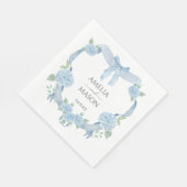 Blue Hydrangea Crest Watercolor Paper Wedding Serviette (Ecke)