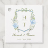 Blue Hydrangea Crest Wedding Monogram Geschenkanhänger (Vorderseite)