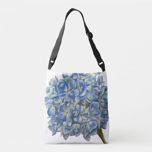 Blue Hydrangea Crossbody Tasche (Rückseite)