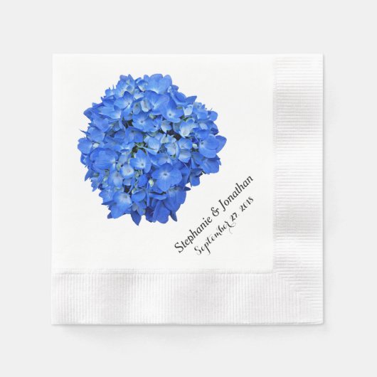 Blue Hydrangea Custom Floral Paper Napkins Serviette (Vorderseite)