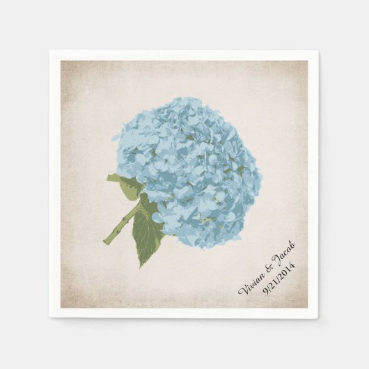 Blue Hydrangea Custom Wedding Napkins Serviette (Vorderseite)