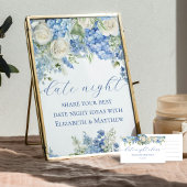 Blue Hydrangea Date Night Jar Ideas Wedding Sign Poster
