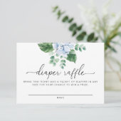Blue Hydrangea Diaper Raffle Ticket Enclosure Card Begleitkarte (Stehend Vorderseite)