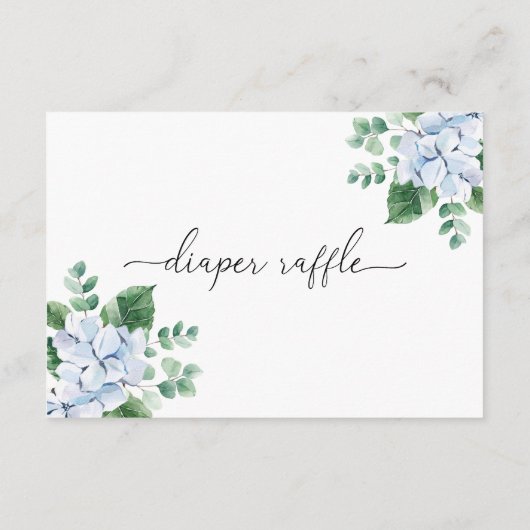Blue Hydrangea Diaper Raffle Ticket Enclosure Card Begleitkarte (Rückseite)