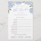 Blue Hydrangea, die die Bride Paper Game Card kenn Flyer (Vorne)