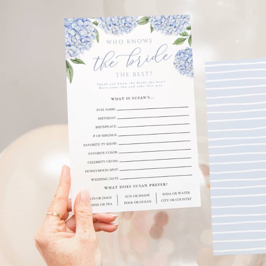 Blue Hydrangea, die die Bride Paper Game Card kenn Flyer