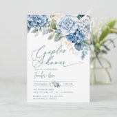Blue Hydrangea | Dusche Einladung (Stehend Vorderseite)