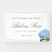 Blue Hydrangea Dusche Name und Datum der Braut Banner (Horizontal)