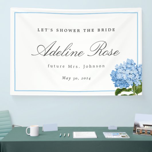 Blue Hydrangea Dusche Name und Datum der Braut Banner (Messe)