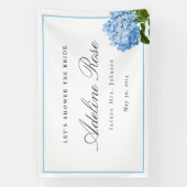 Blue Hydrangea Dusche Name und Datum der Braut Banner (Vertikal)