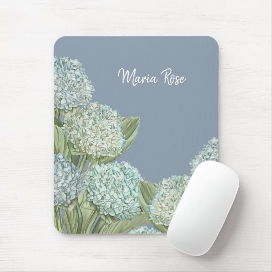 Blue Hydrangea/Dusty Blue Mousepad (Mit Mouse)