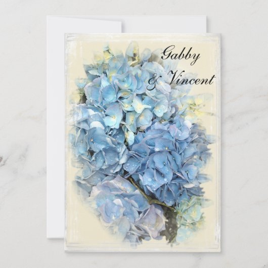 Blue Hydrangea Ehe / Elopement Ankündigung (Vorderseite)