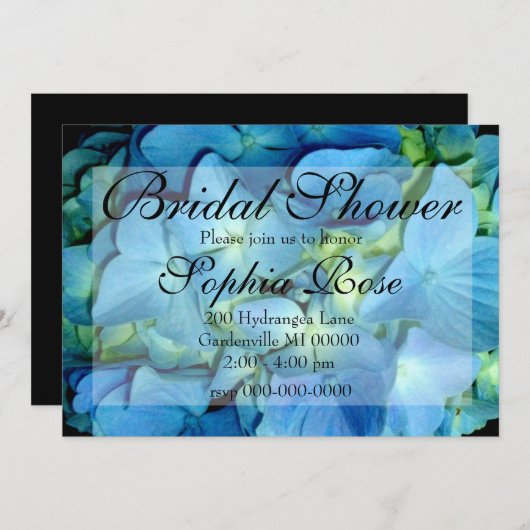 Blue Hydrangea Einladung (Vorne/Hinten)
